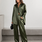 Celine Silk Pants Emerald