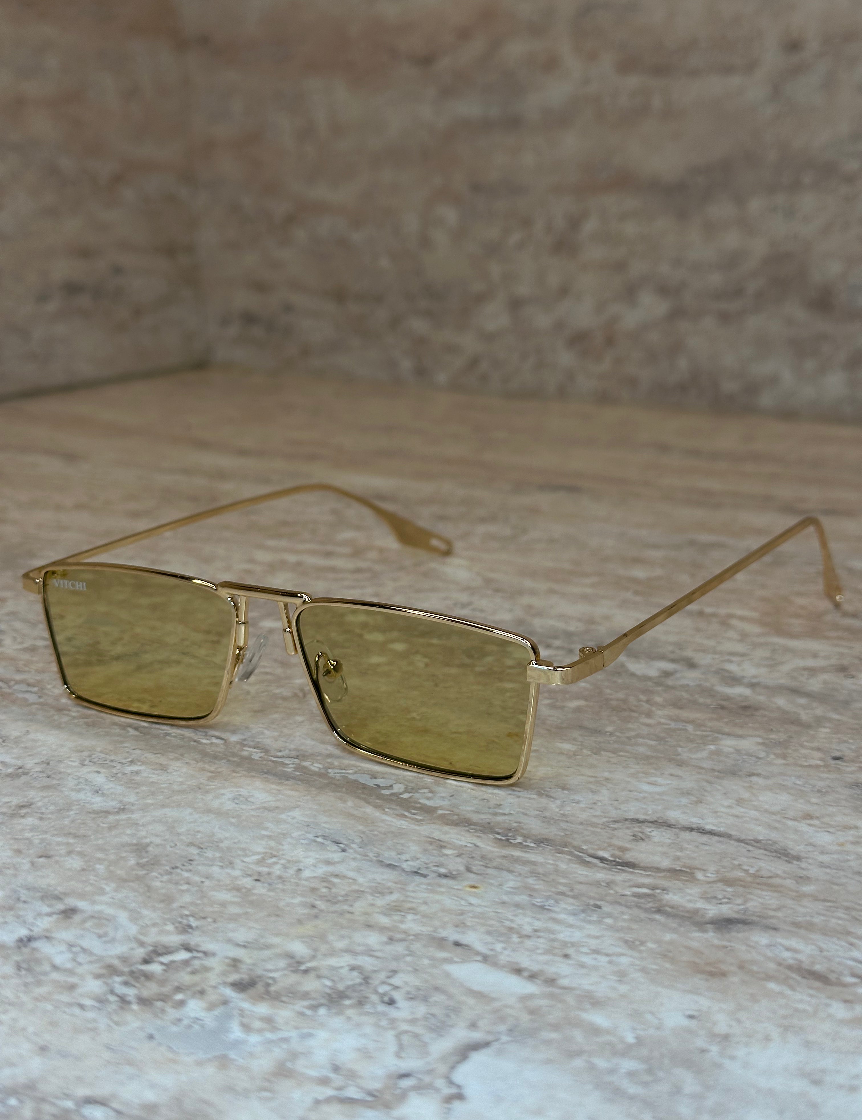 Bold Glasses Olive Gold