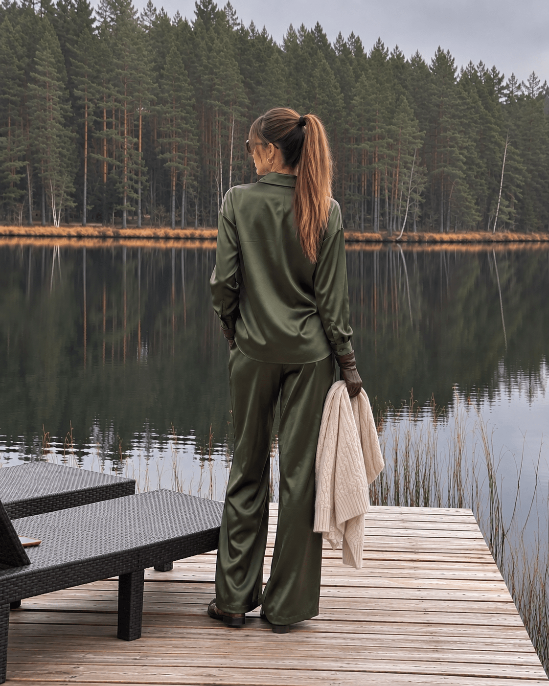 Celine Silk Pants Emerald - VITCHI VILANI