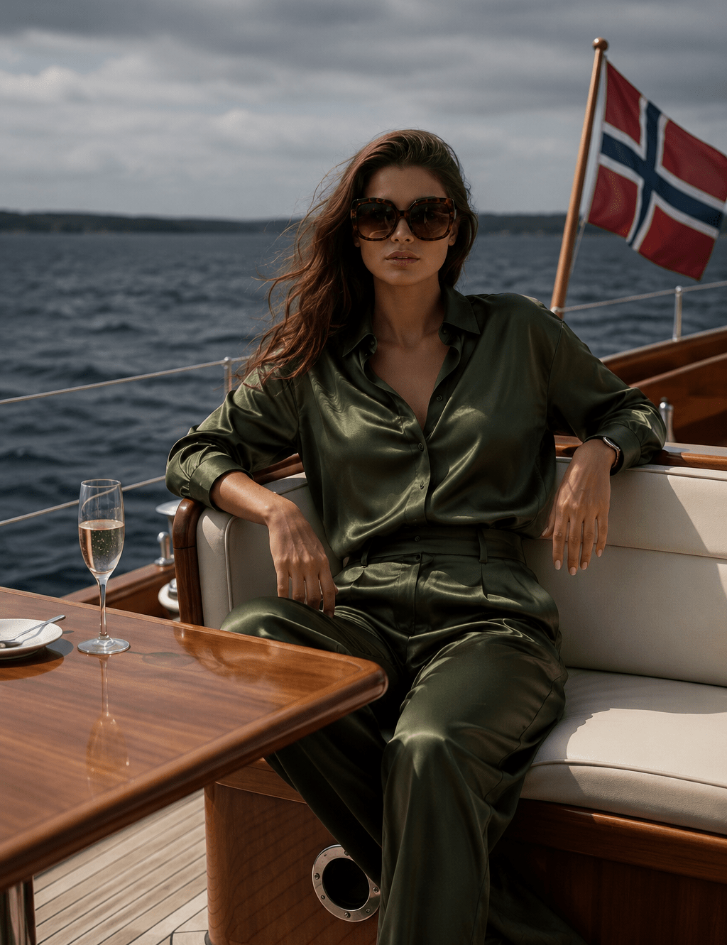 Celine Silk Pants Emerald - NORTHLINE LABEL AS
