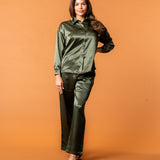 Celine Silk Pants Emerald - NORTHLINE LABEL AS