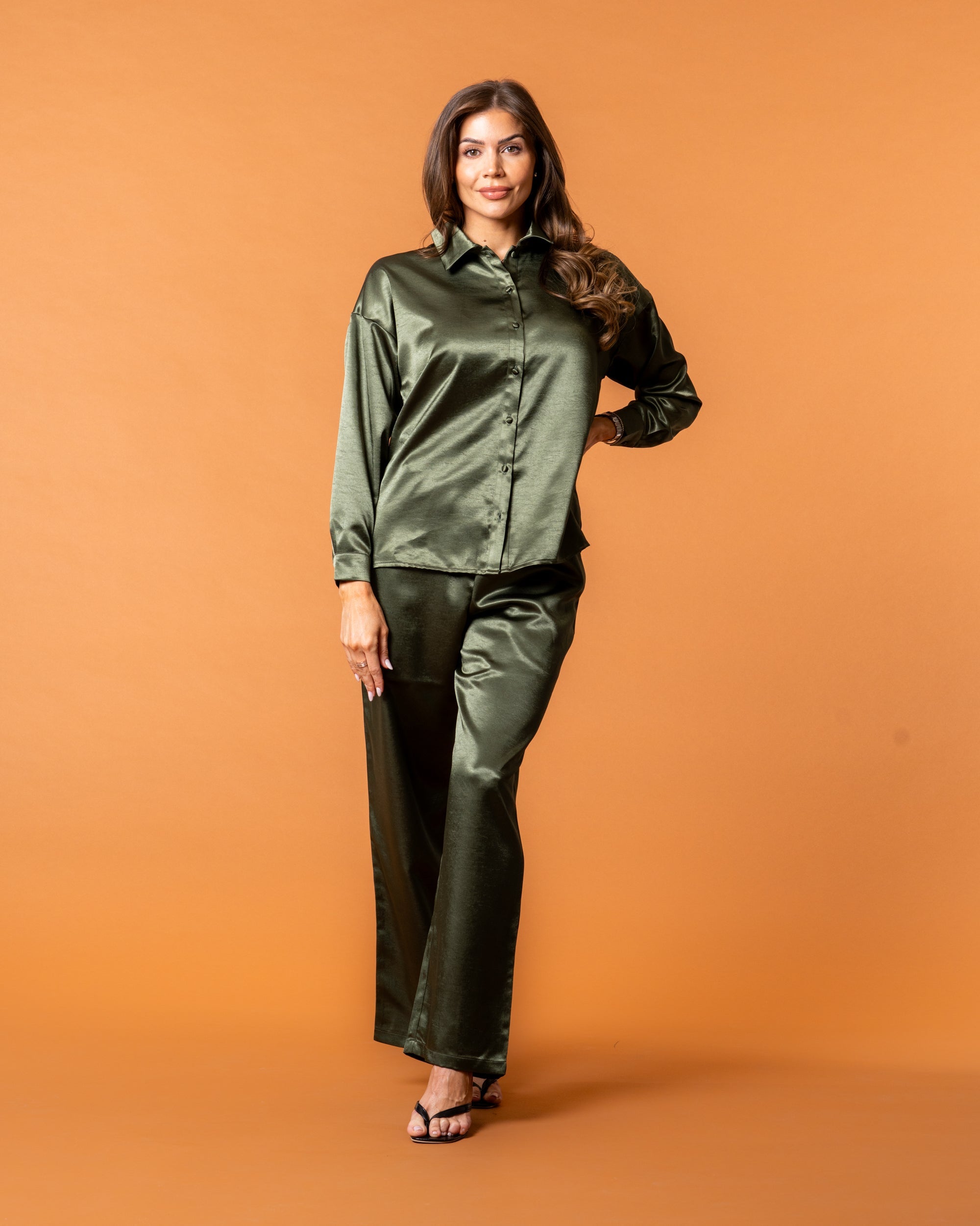 Celine Silk Pants Emerald - NORTHLINE LABEL AS