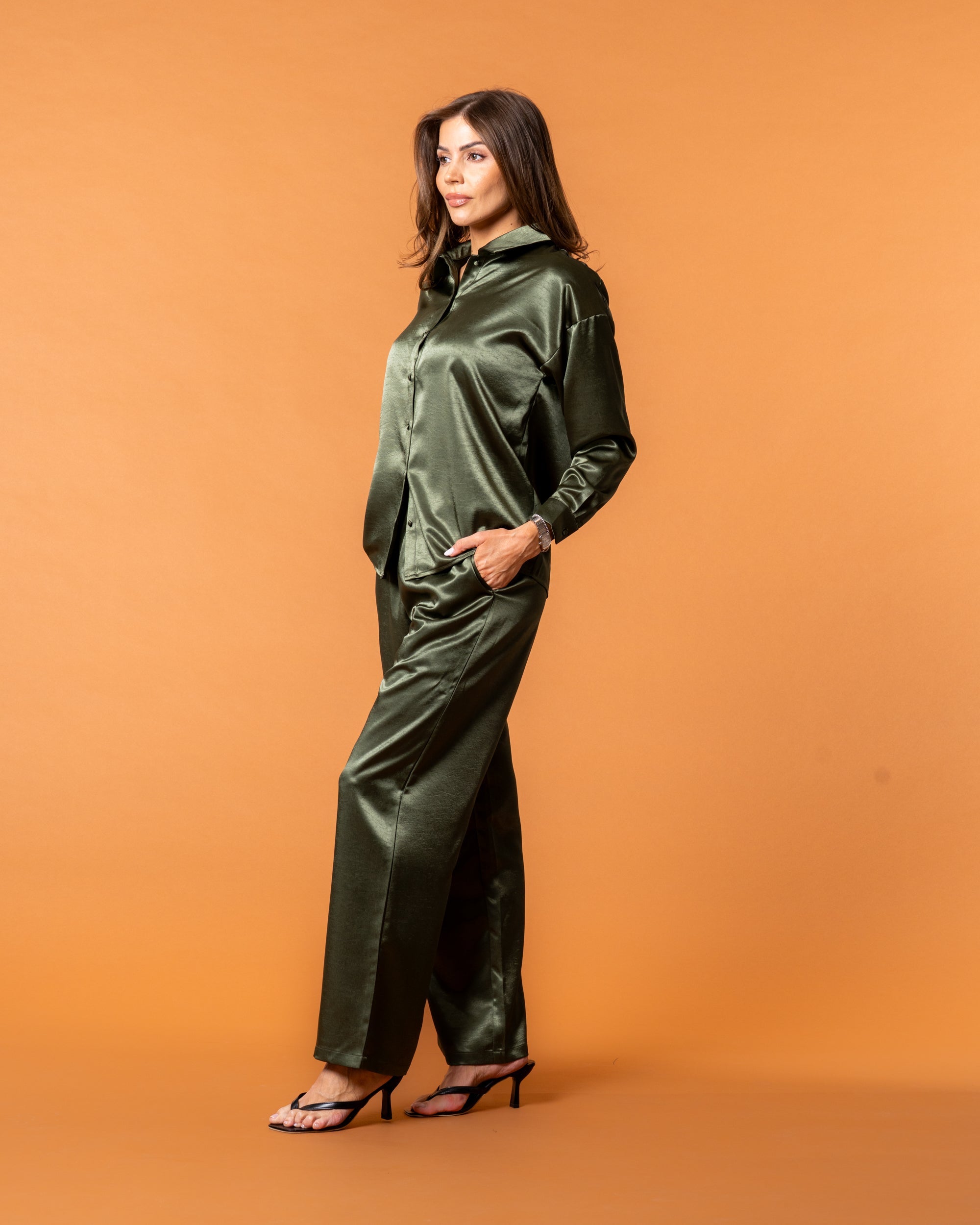 Celine Silk Pants Emerald - NORTHLINE LABEL AS