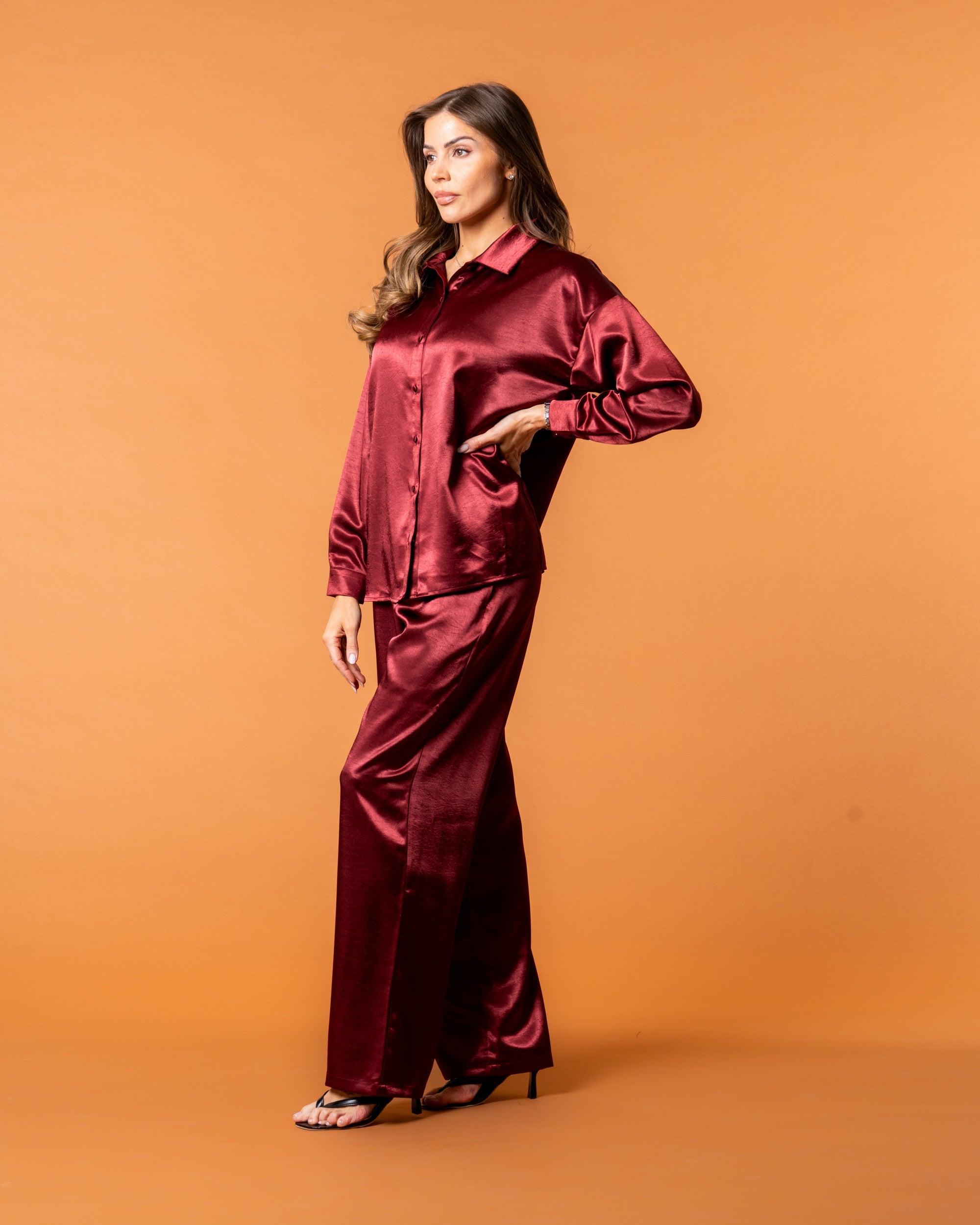 Celine Silk Pants Ruby - NORTHLINE LABEL AS