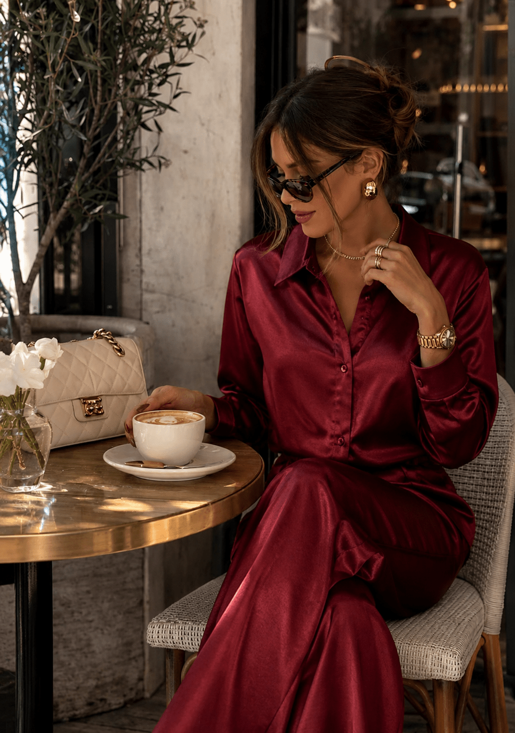 Celine Silk Pants Ruby - NORTHLINE LABEL AS