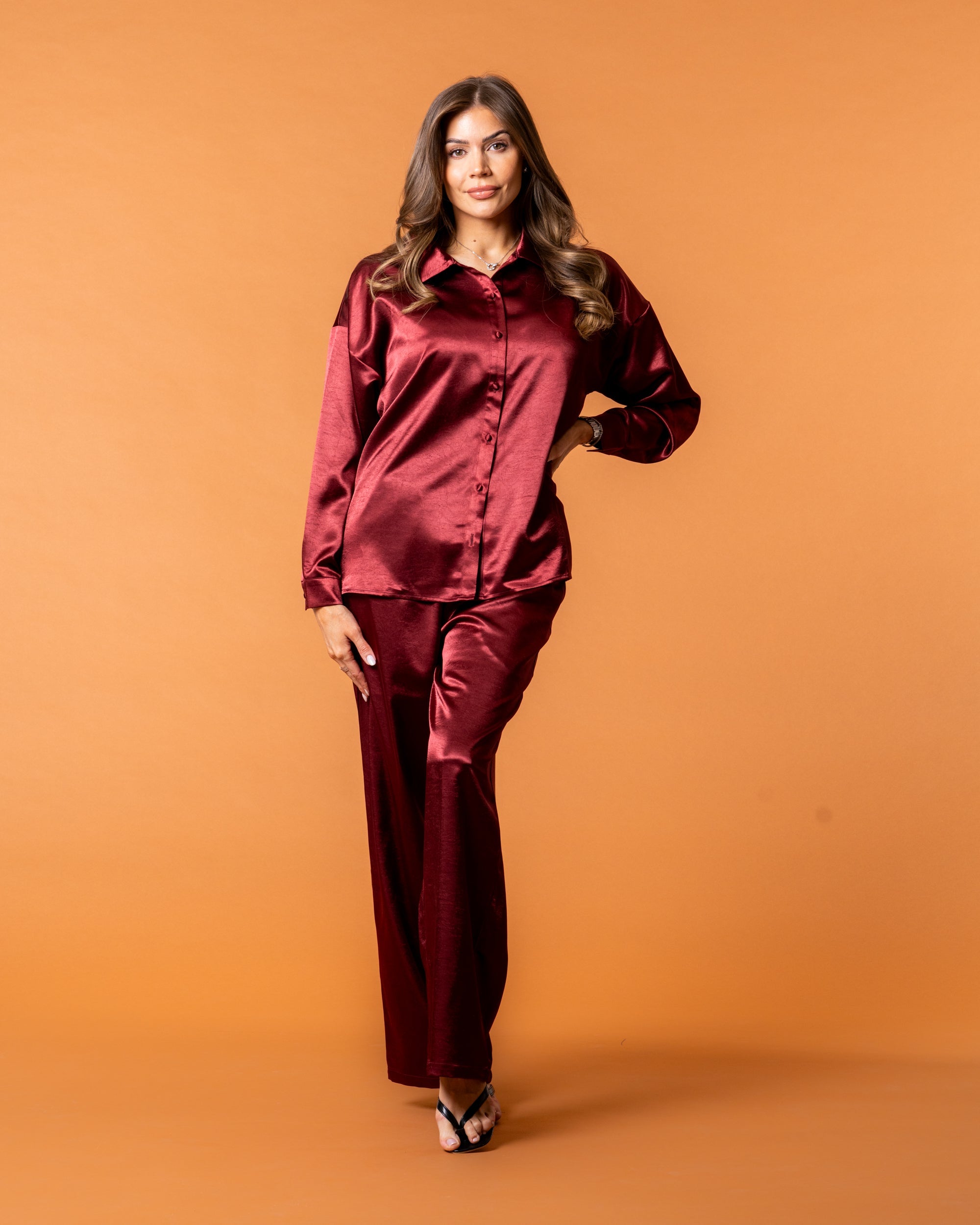 Celine Silk Pants Ruby - NORTHLINE LABEL AS