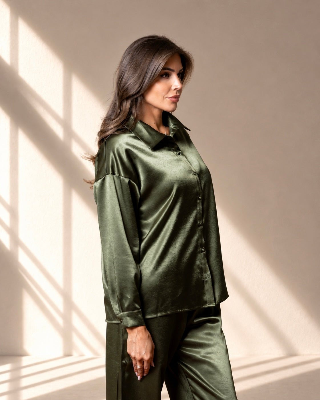 Celine Silk Shirt Emerald - VITCHI VILANI
