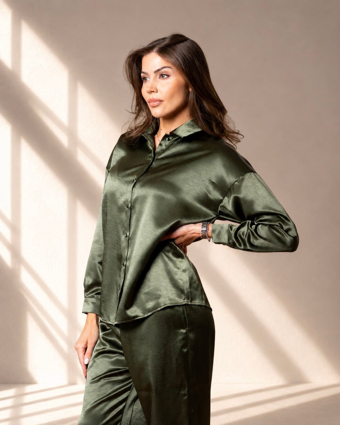Celine Silk Shirt Emerald - VITCHI VILANI