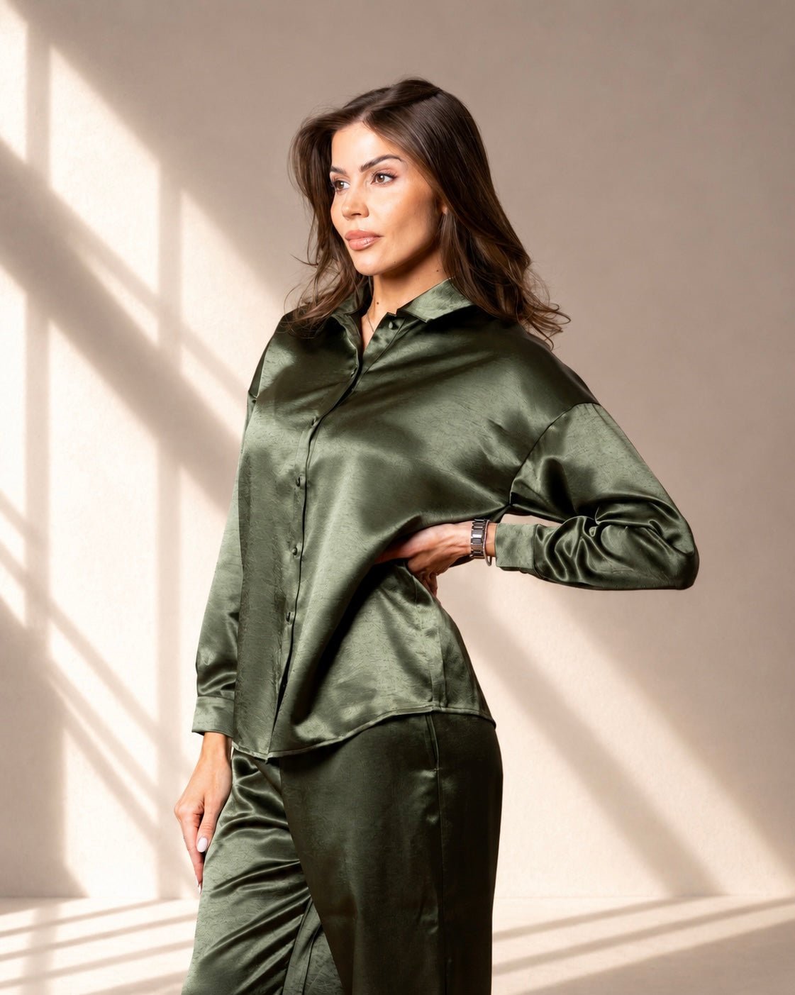 Celine Silk Shirt Emerald - VITCHI VILANI