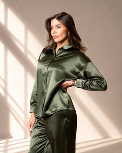 Celine Silk Shirt Emerald - VITCHI VILANI