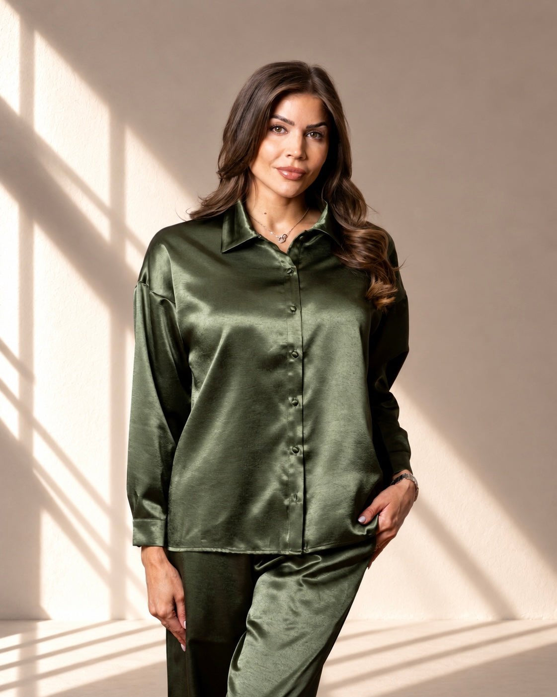 Celine Silk Shirt Emerald - VITCHI VILANI