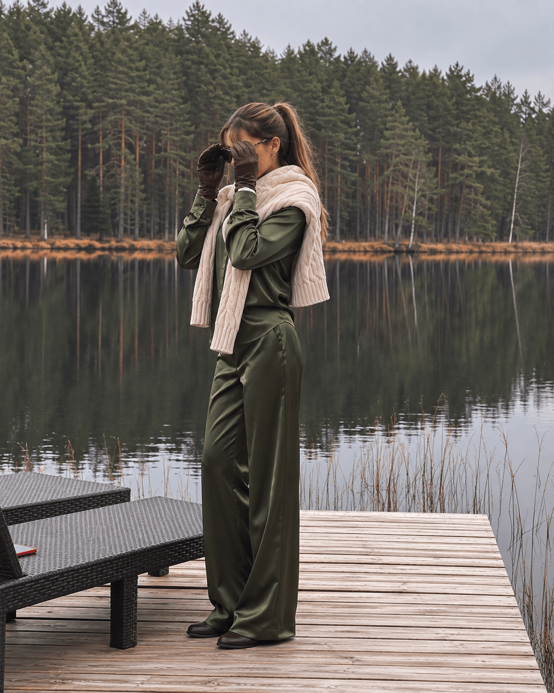 Celine Silk Shirt Emerald - VITCHI VILANI