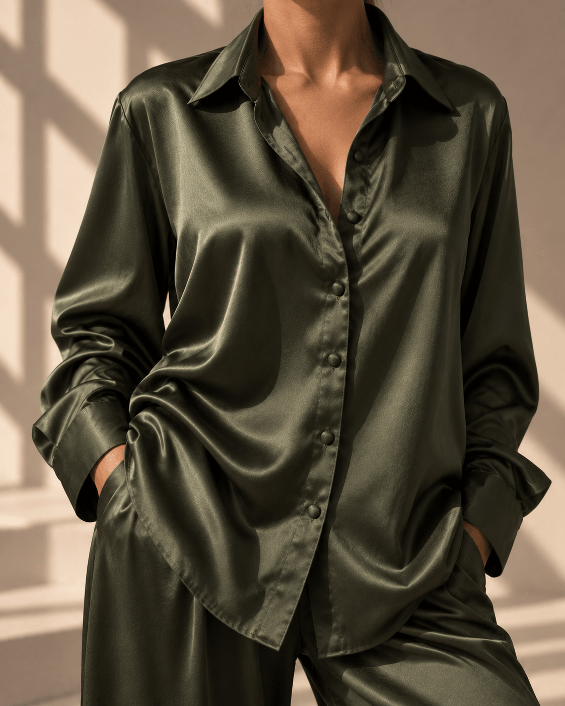 Celine Silk Shirt Emerald - VITCHI VILANI