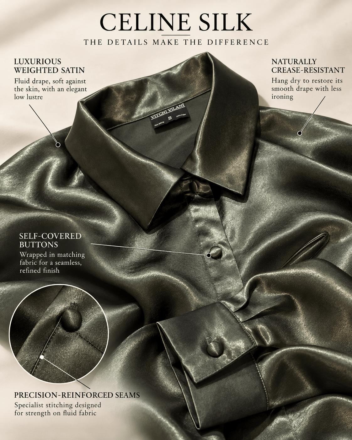Celine Silk Shirt Emerald - VITCHI VILANI