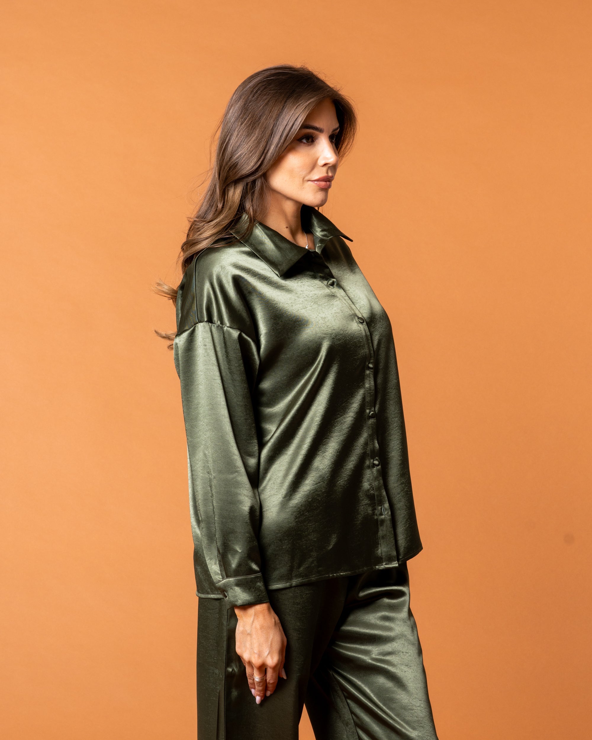 Celine Silk Shirt Emerald - NORTHLINE LABEL AS