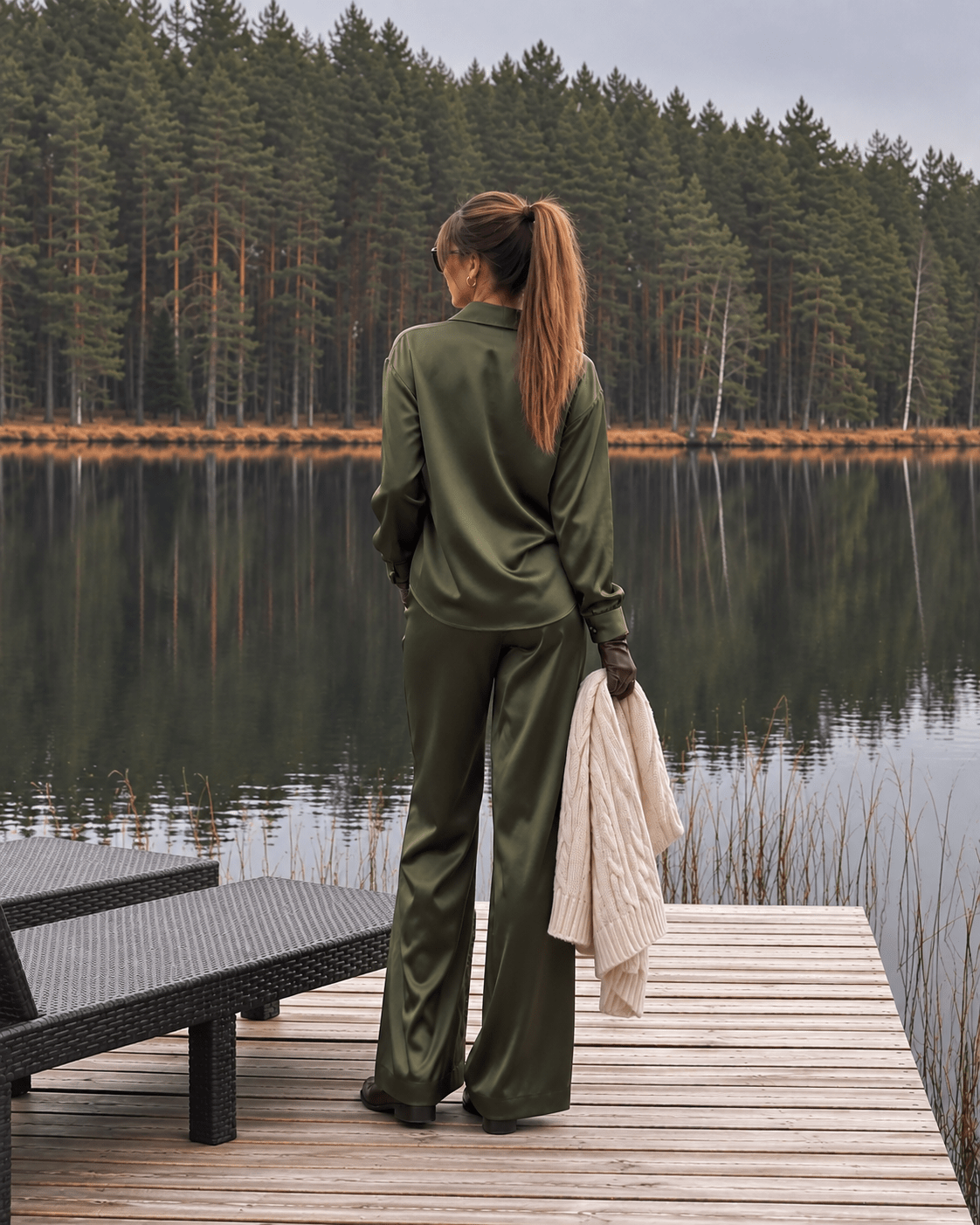 Celine Silk Shirt Emerald - VITCHI VILANI