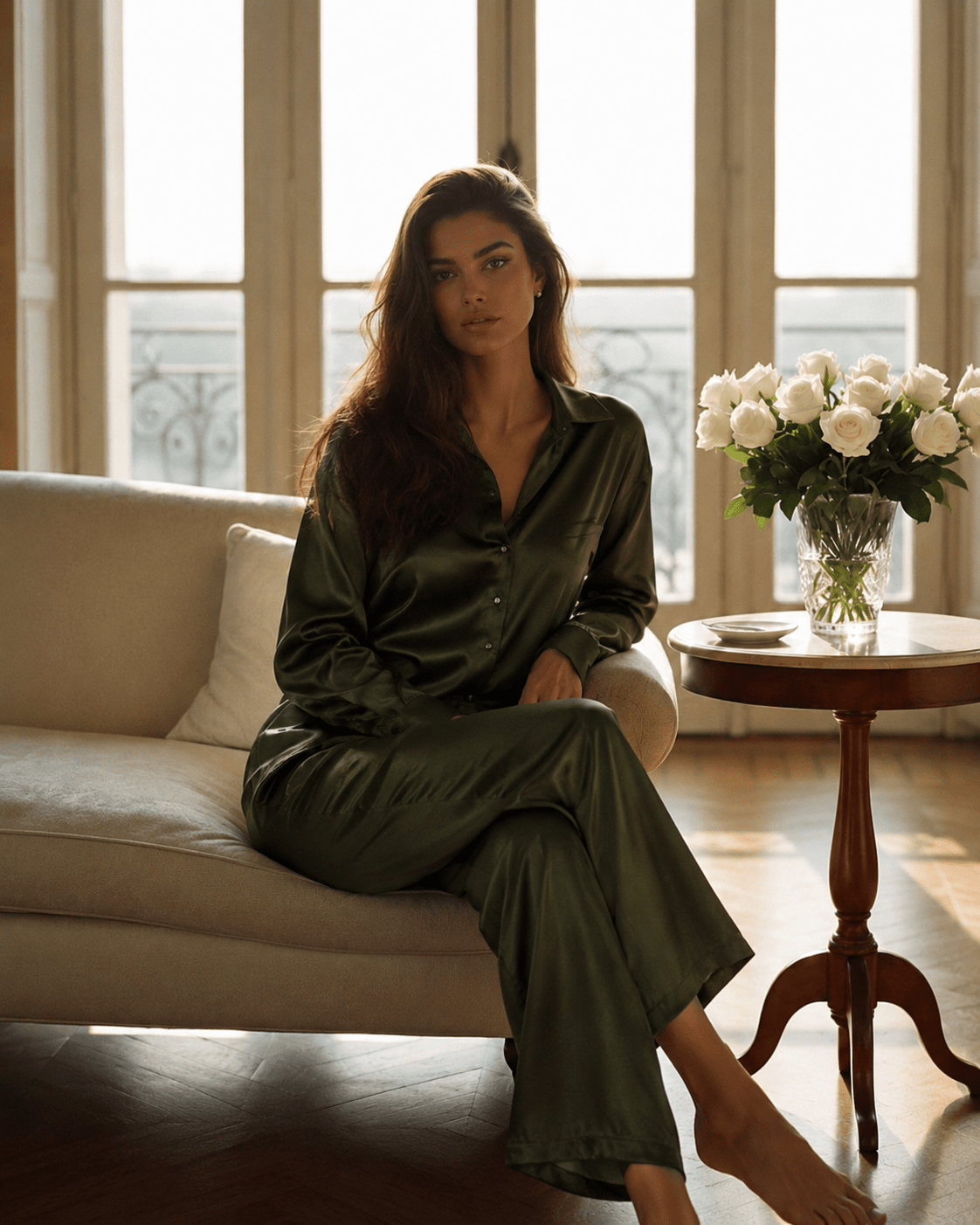 Celine Silk Shirt Emerald - VITCHI VILANI
