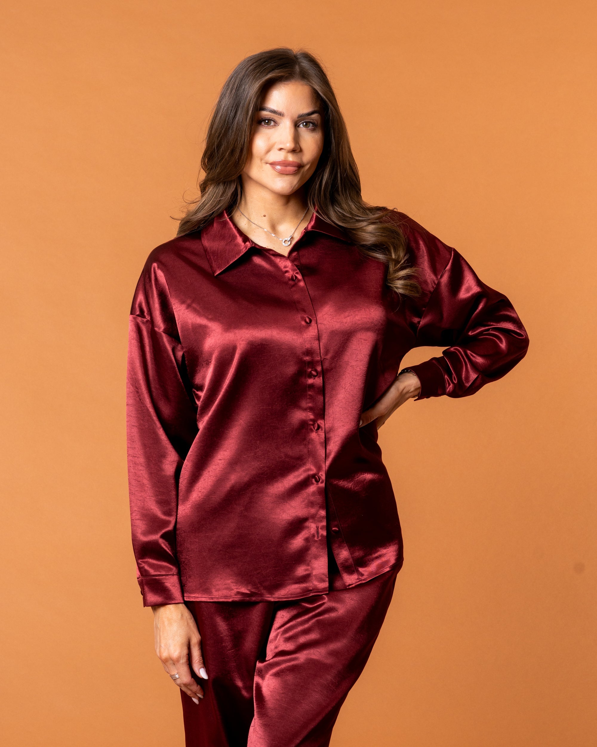 Celine Silk Shirt Ruby - NORTHLINE LABEL AS