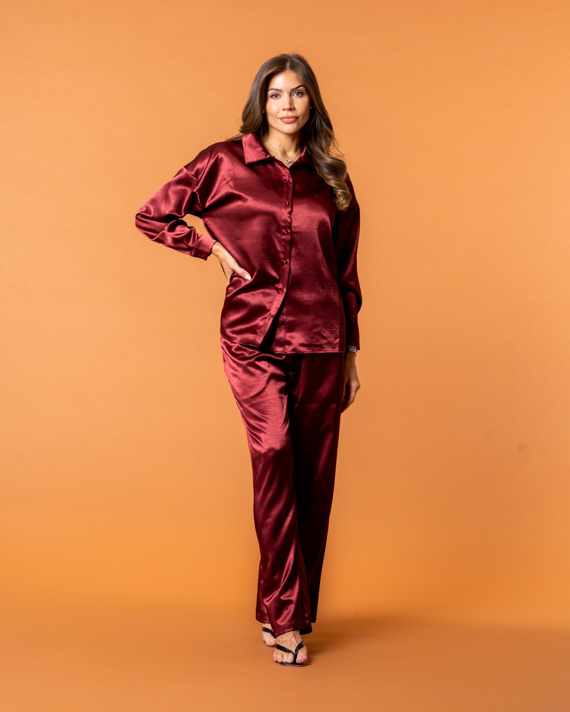 Celine Silk Shirt Ruby - NORTHLINE LABEL AS