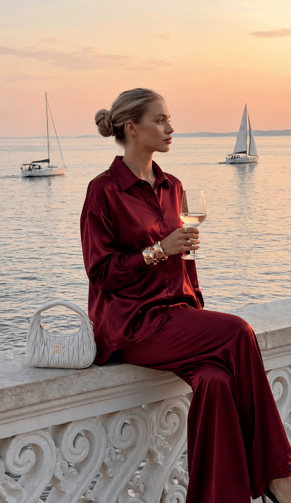 Celine Silk Shirt Ruby - NORTHLINE LABEL AS
