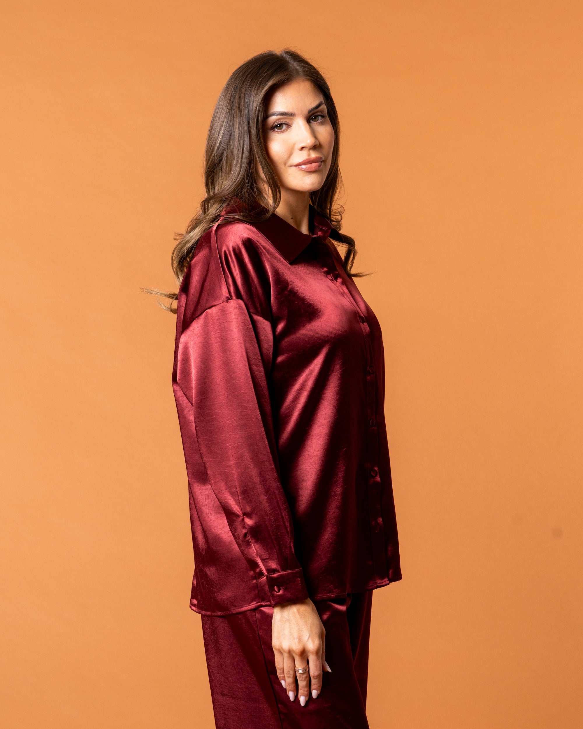 Celine Silk Shirt Ruby - NORTHLINE LABEL AS