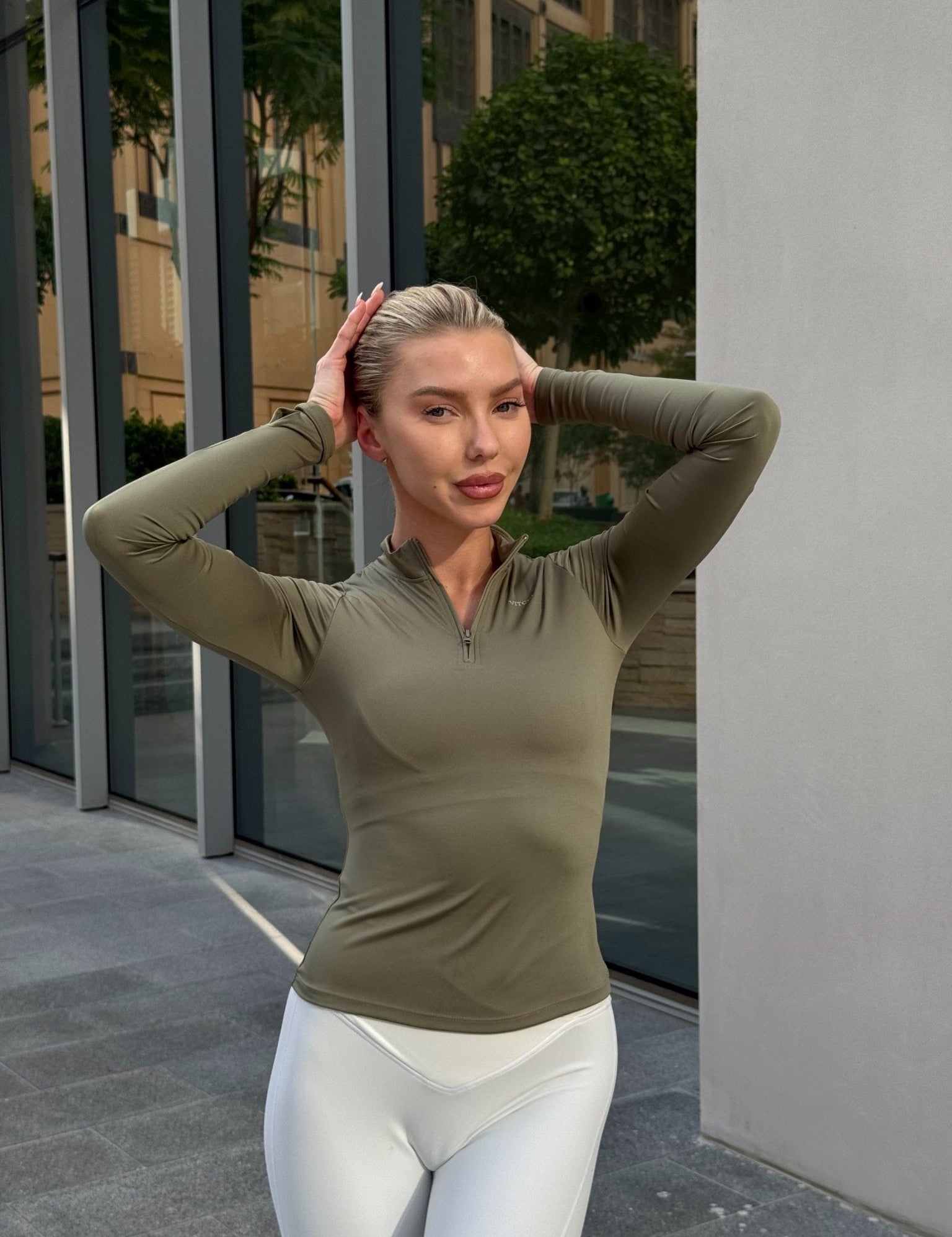 Half zip matcha top - NORTHLINE LABEL AS