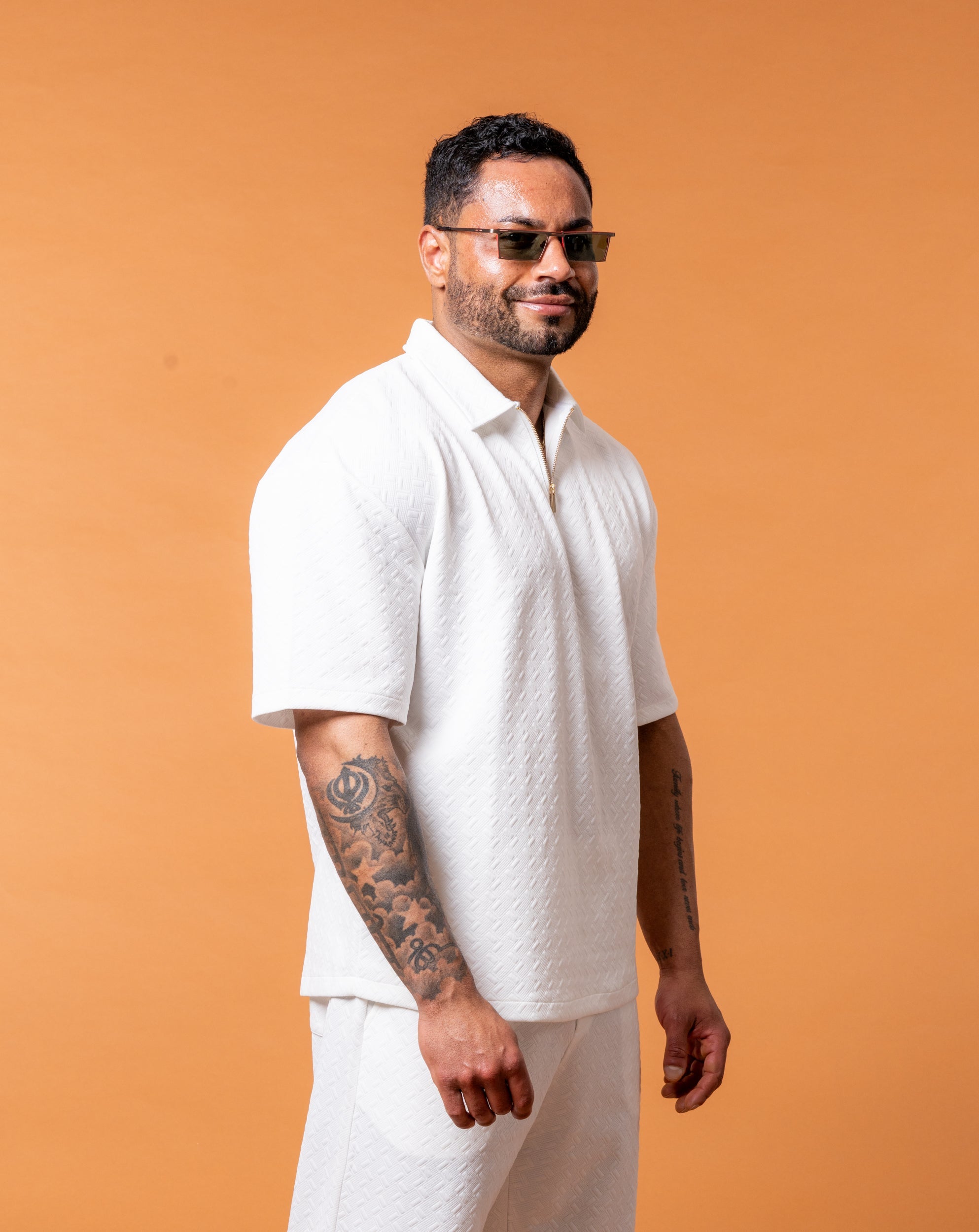 Lumière White Half Zip Gold - NORTHLINE LABEL AS