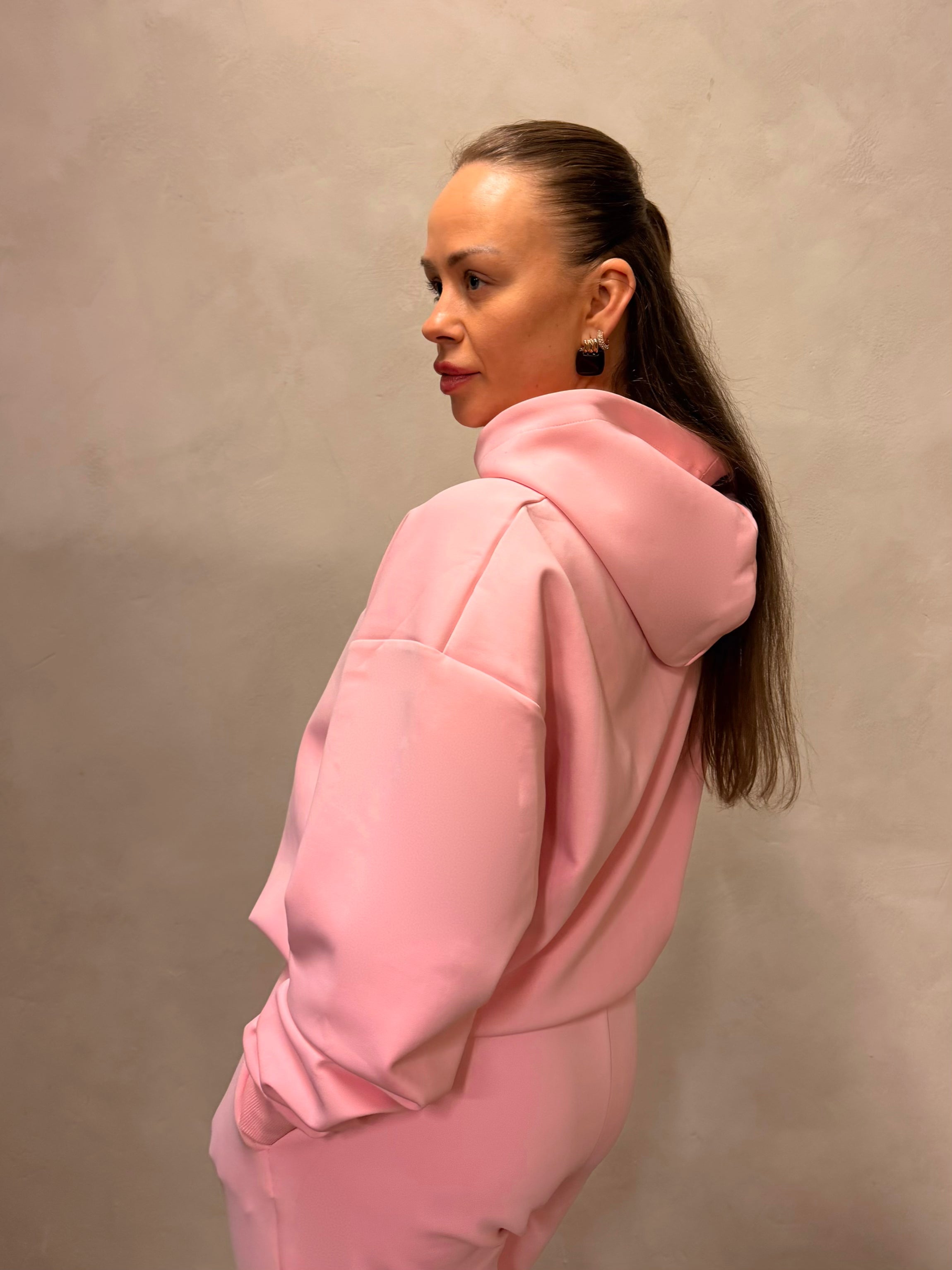 Luxe Tracksuit Hoodie Oversized Baby Pink - NORTHLINE LABEL AS