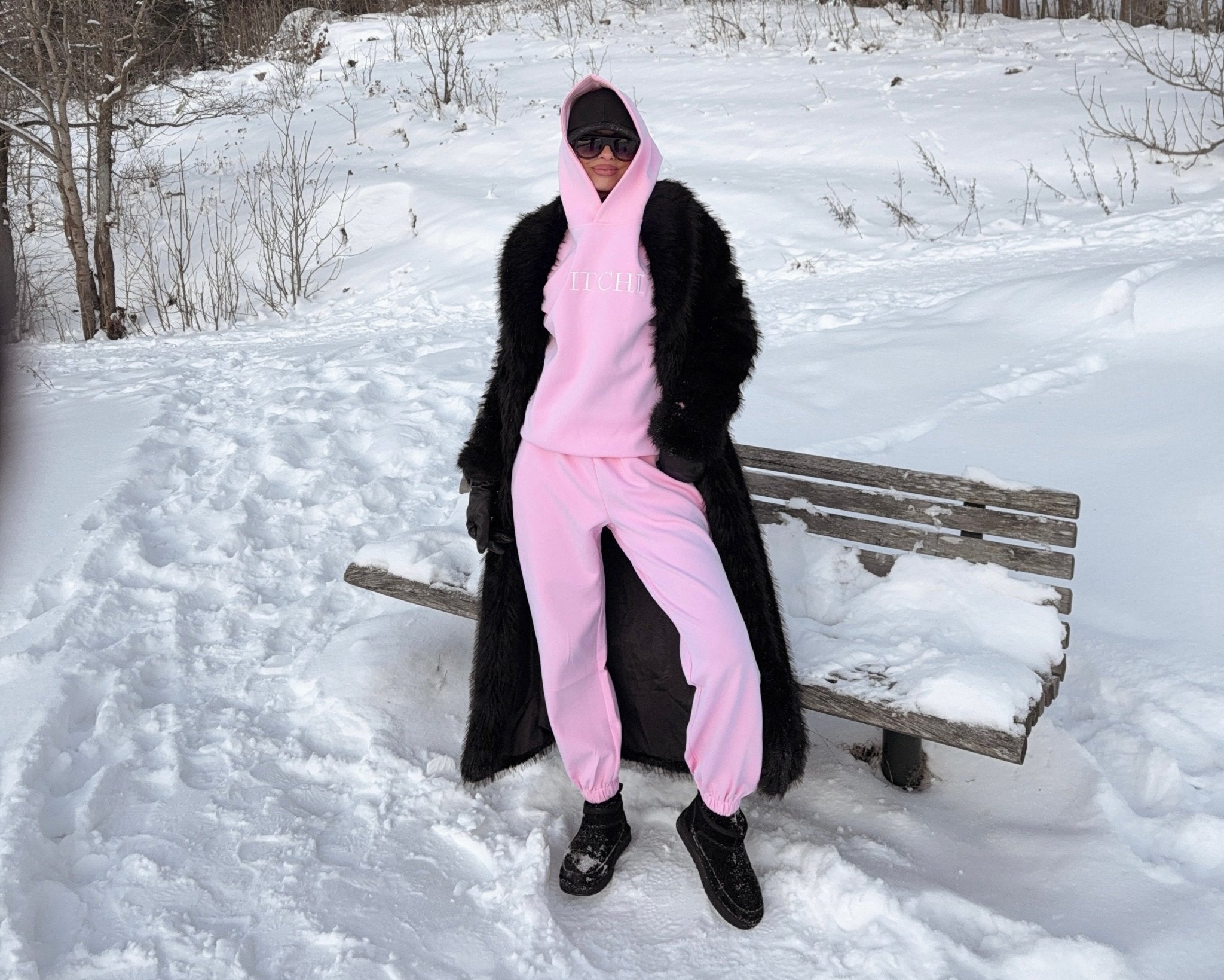 Luxe Tracksuit Hoodie Oversized Baby Pink - NORTHLINE LABEL AS