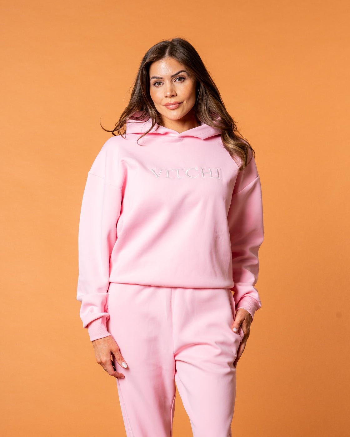 Luxe Tracksuit Hoodie Oversized Baby Pink - NORTHLINE LABEL AS