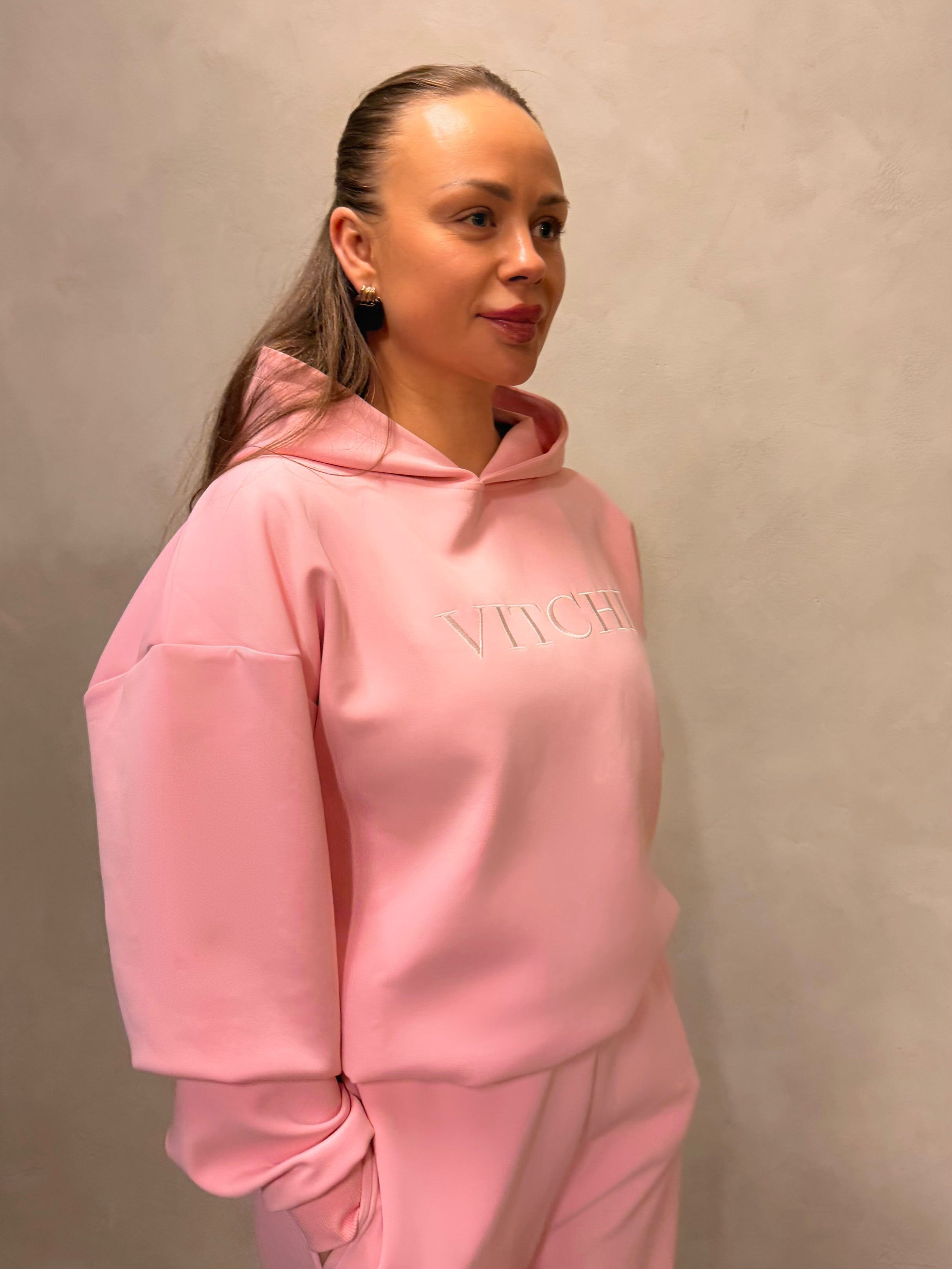 Luxe Tracksuit Hoodie Oversized Baby Pink - NORTHLINE LABEL AS