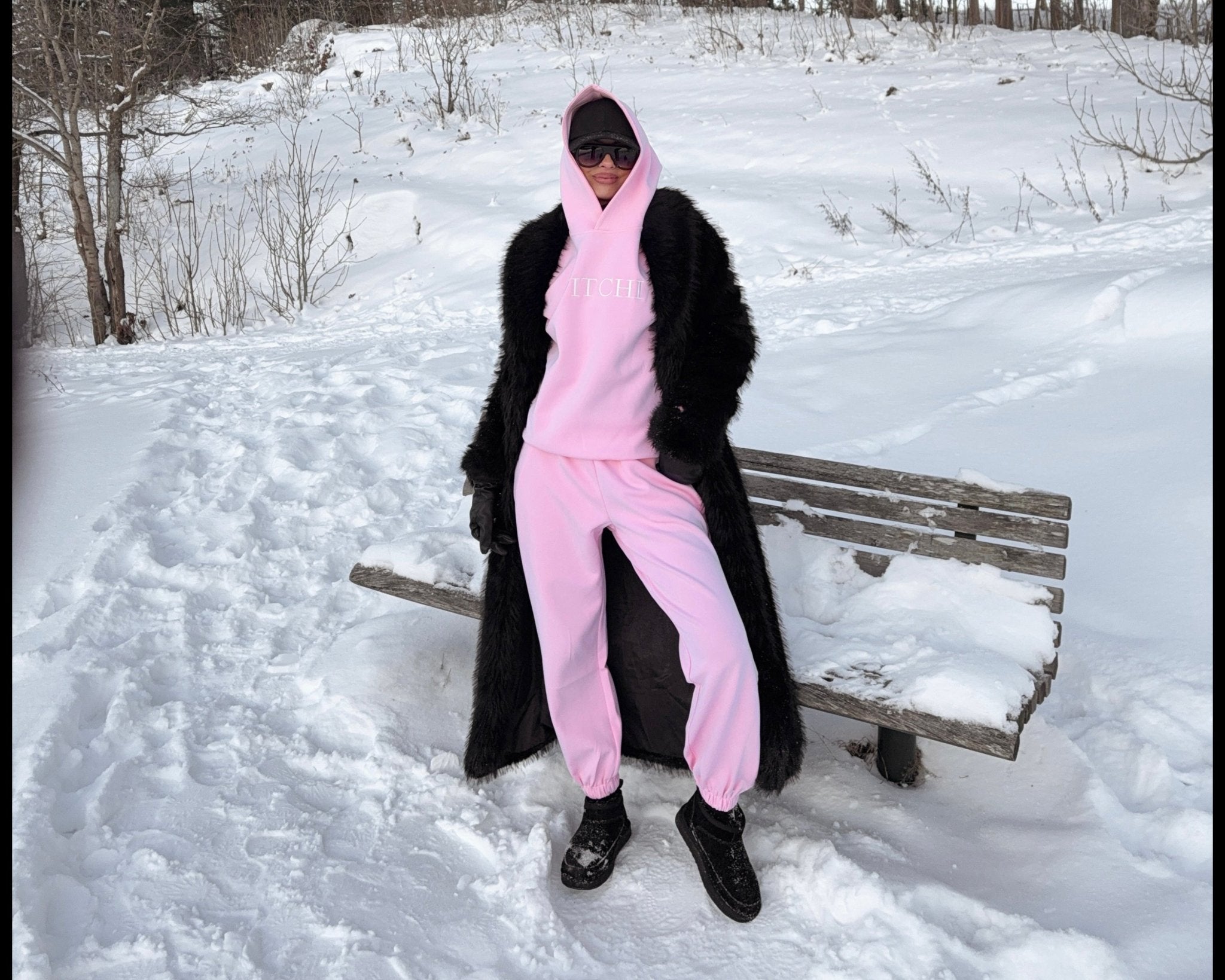 Luxe Tracksuit Pants Oversized Baby Pink - NORTHLINE LABEL AS