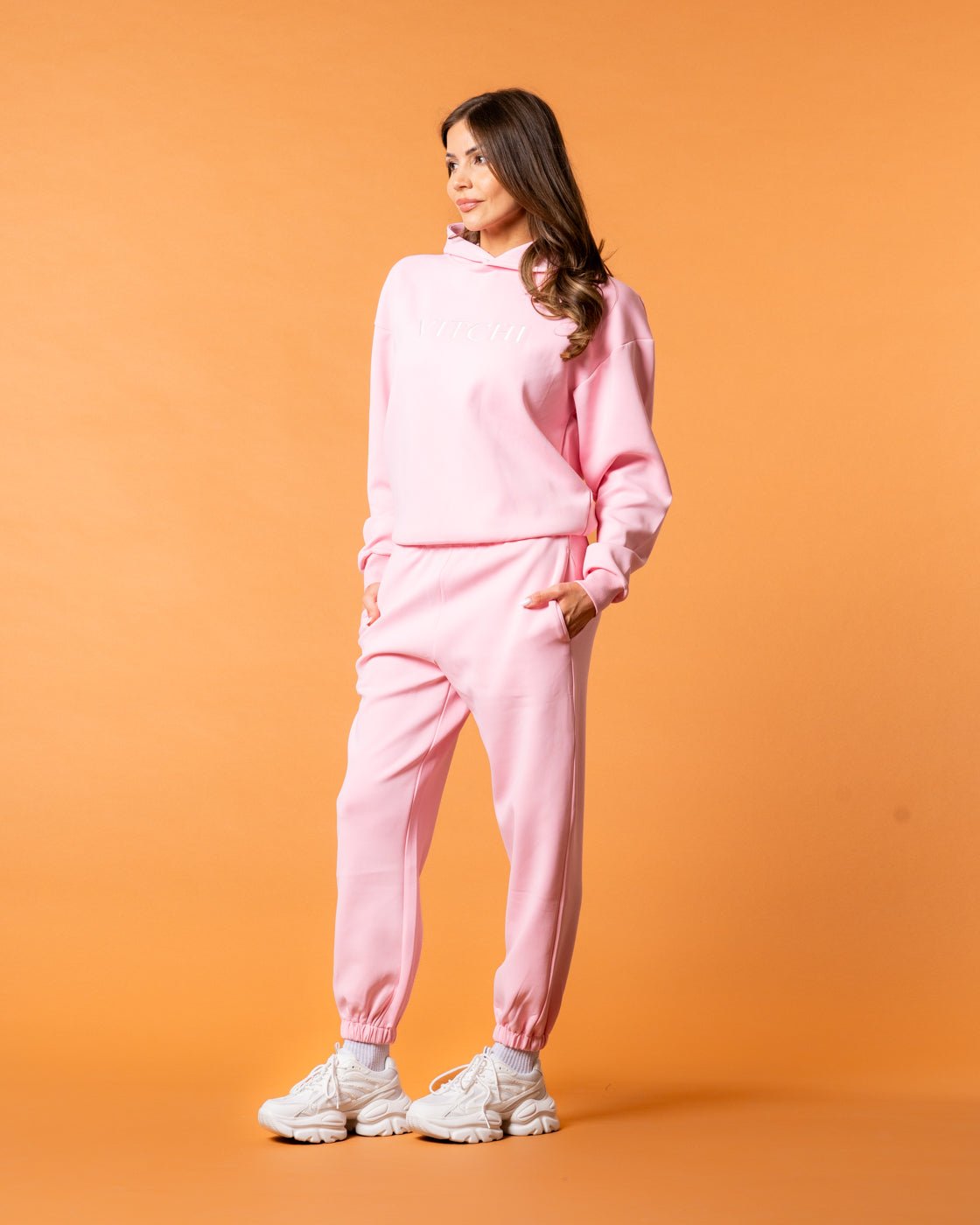 Luxe Tracksuit Pants Oversized Baby Pink - NORTHLINE LABEL AS