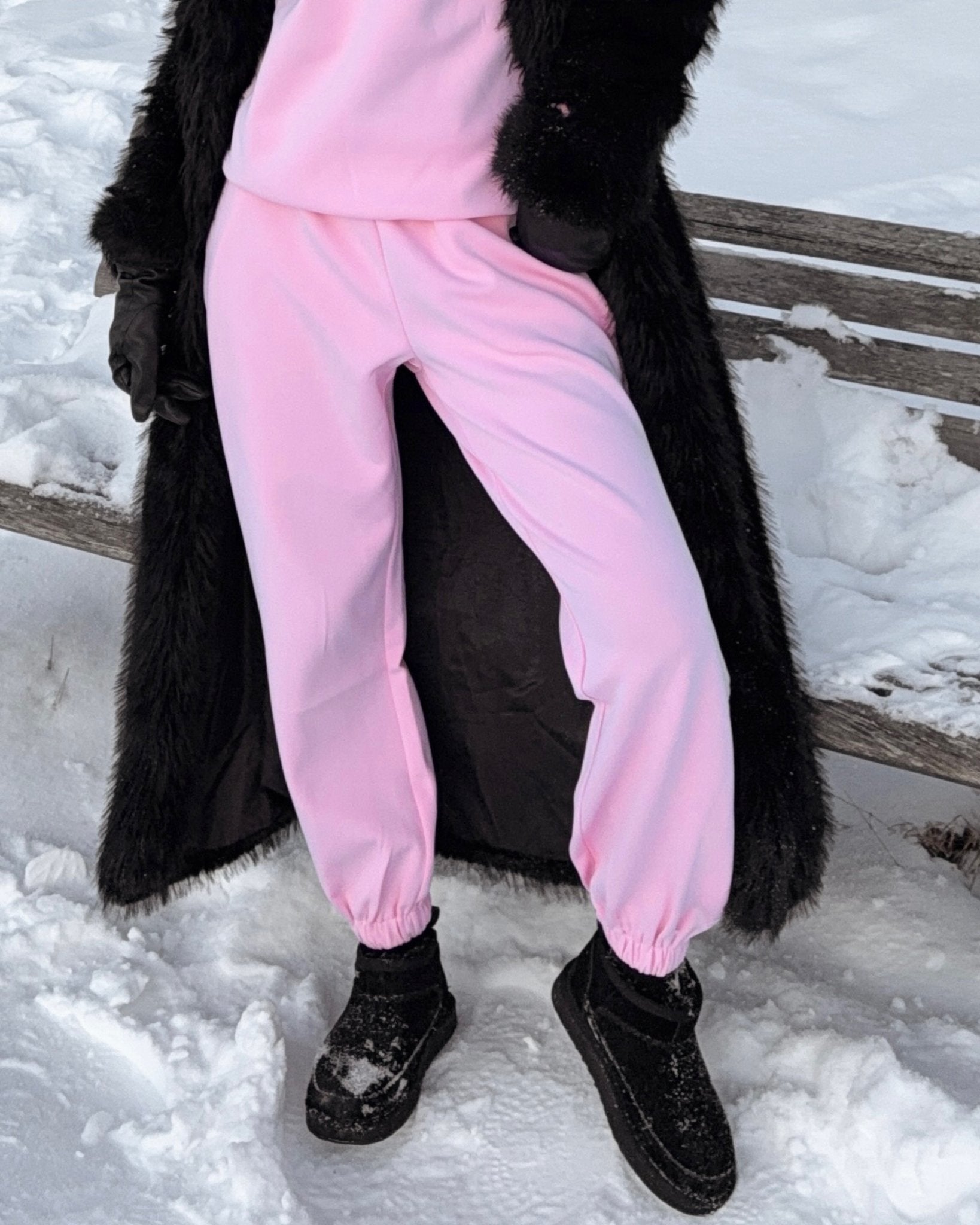 Luxe Tracksuit Pants Oversized Baby Pink - NORTHLINE LABEL AS