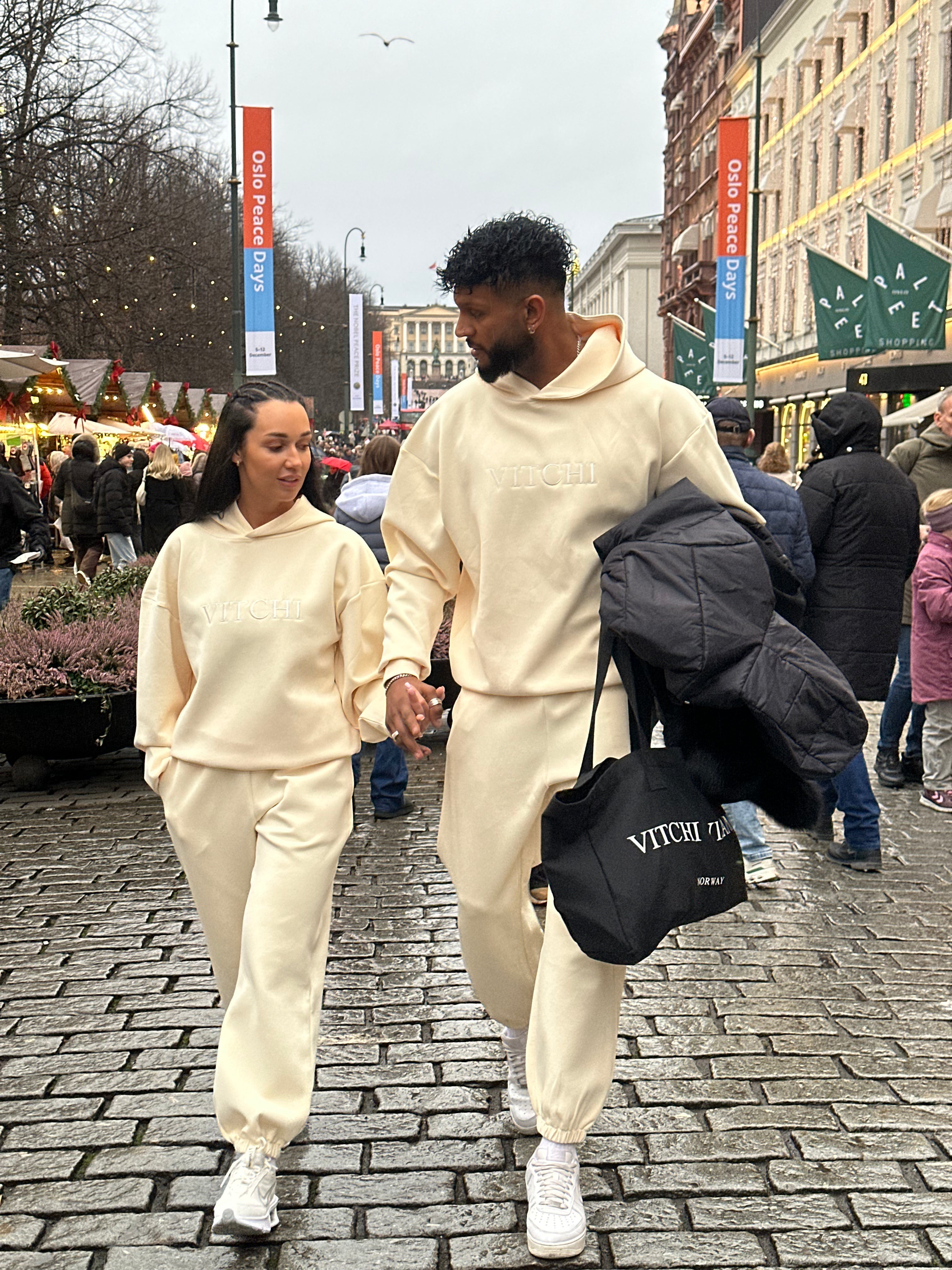 Luxe Tracksuit Pants Oversized Vanilla (Man) - NORTHLINE LABEL AS