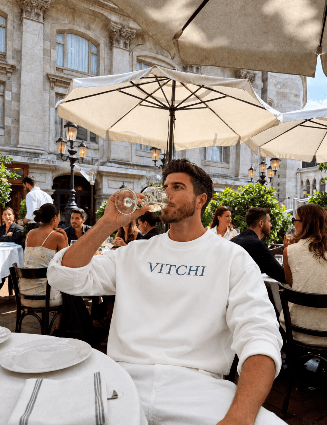 Old Money Crew Santorini Blue Man - NORTHLINE LABEL AS