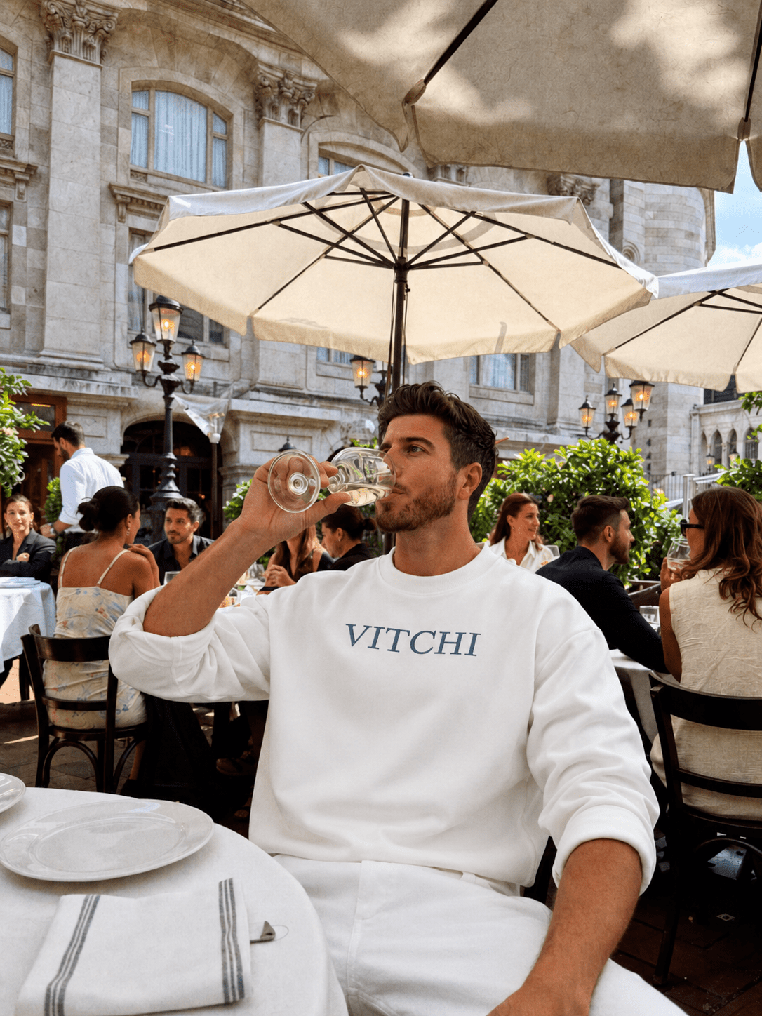 Old Money Crew Santorini Blue Man - NORTHLINE LABEL AS
