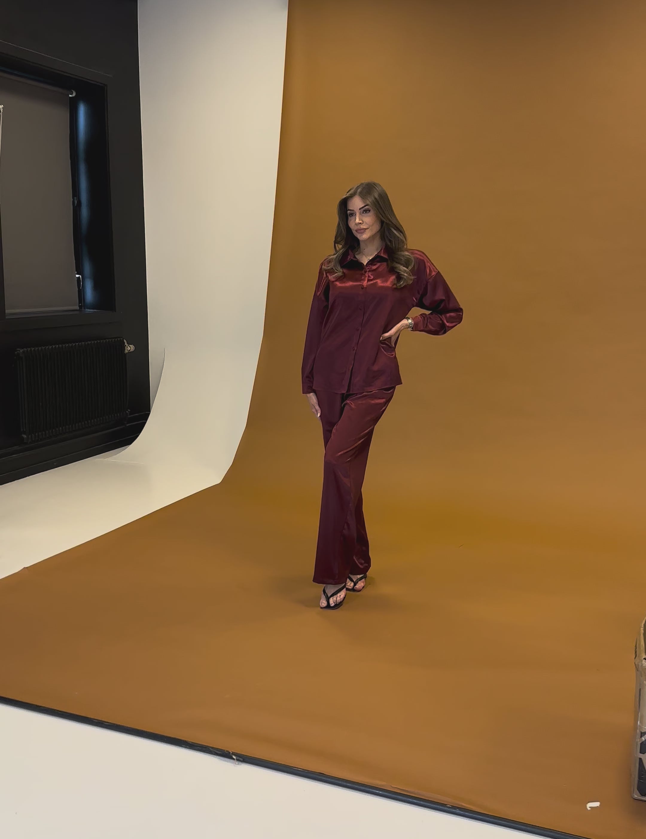 Celine Silk Pants Ruby