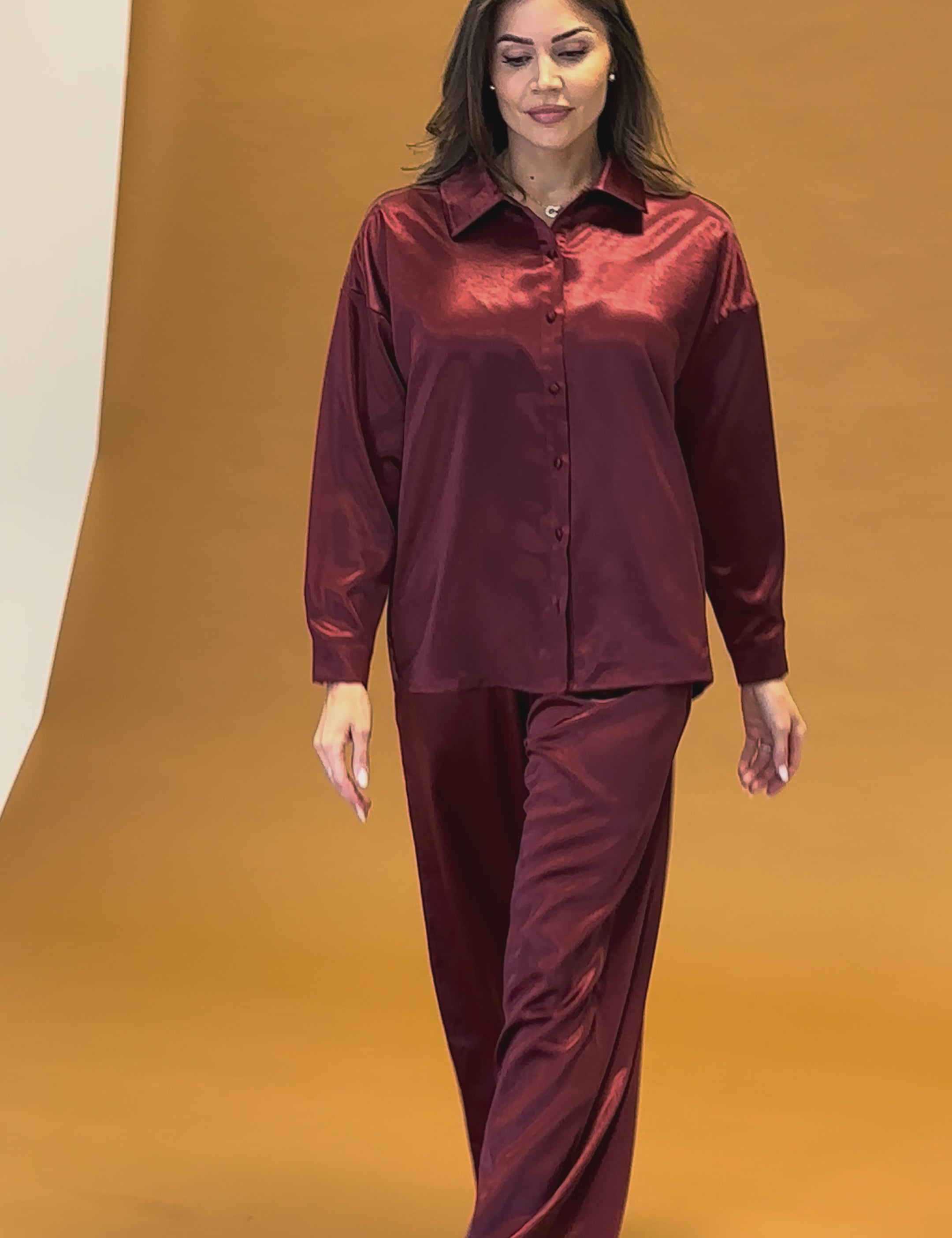 Celine Silk Shirt Ruby