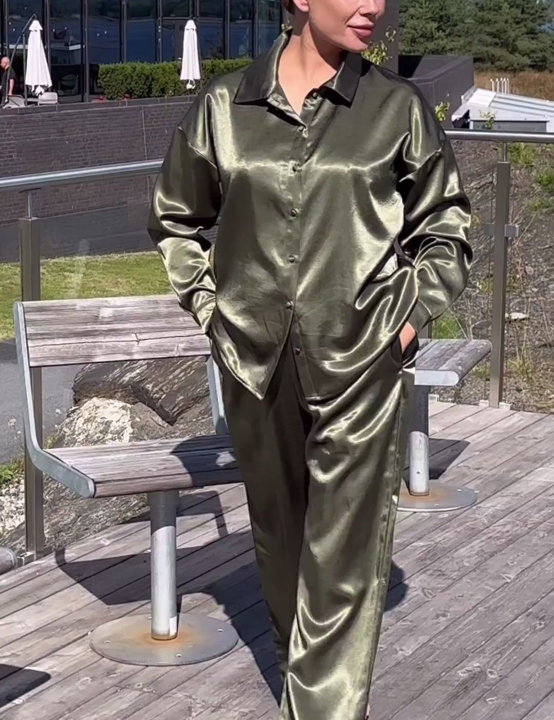 Celine Silk Shirt Emerald