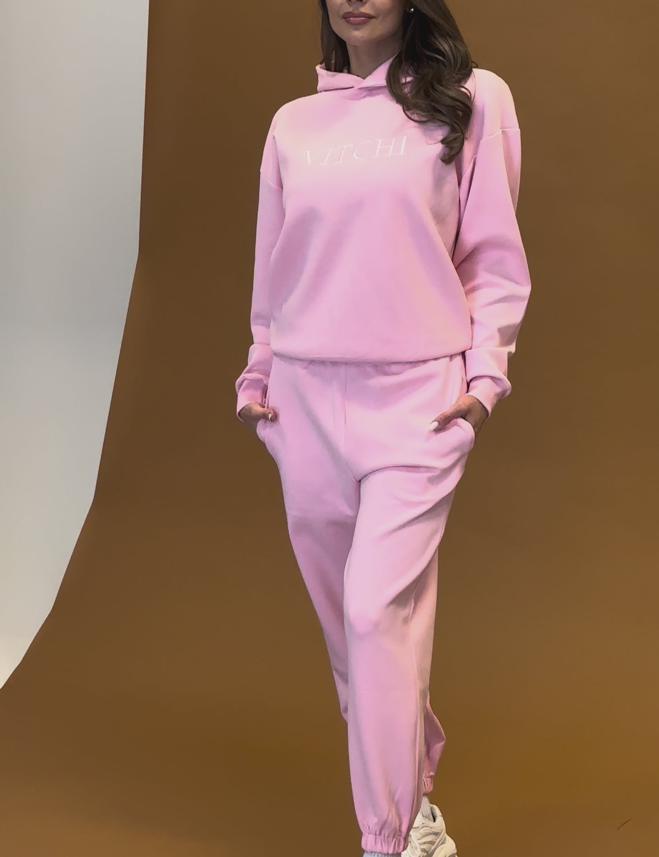 Luxe Tracksuit Hoodie Oversized Baby Pink