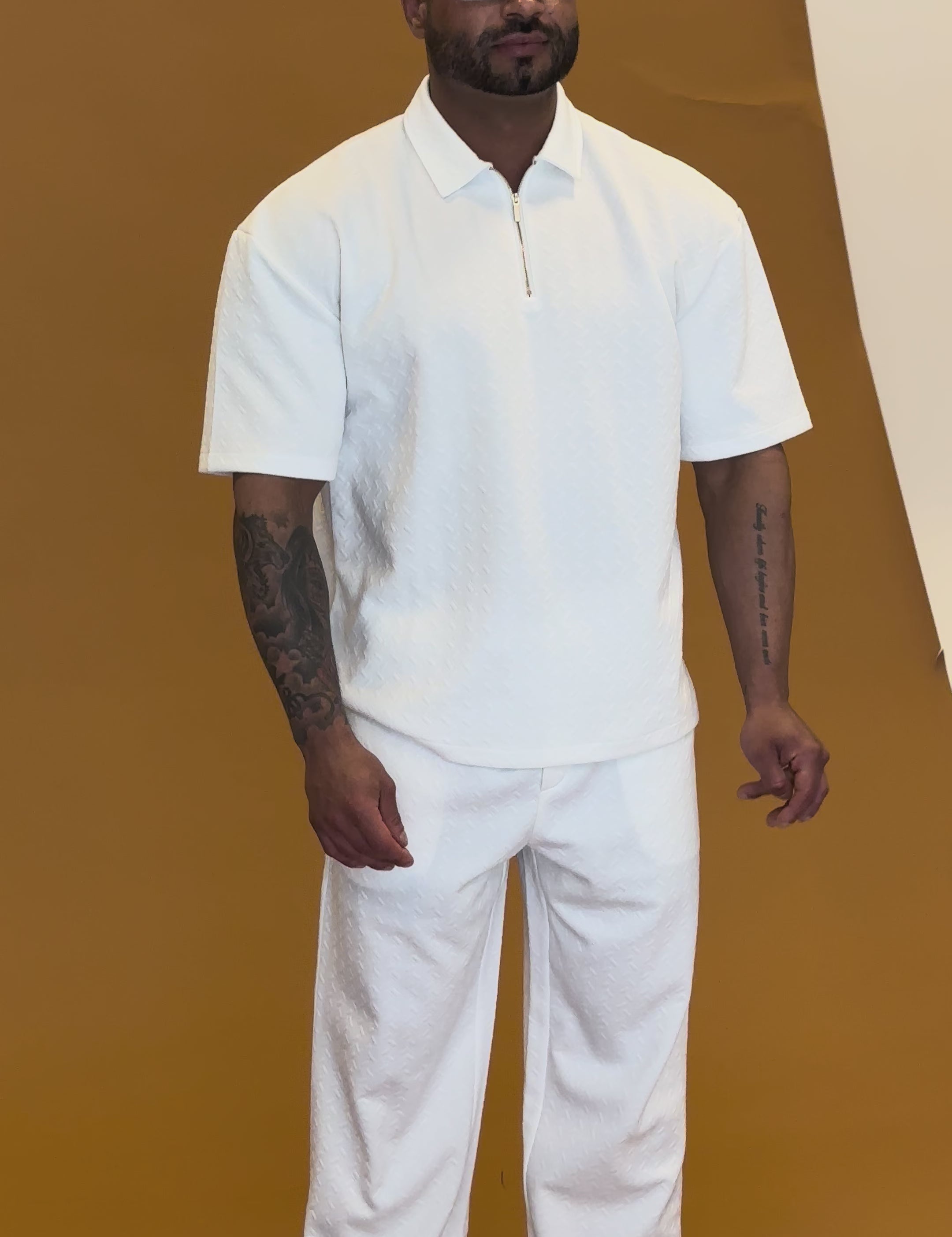 Lumière White Half Zip Gold