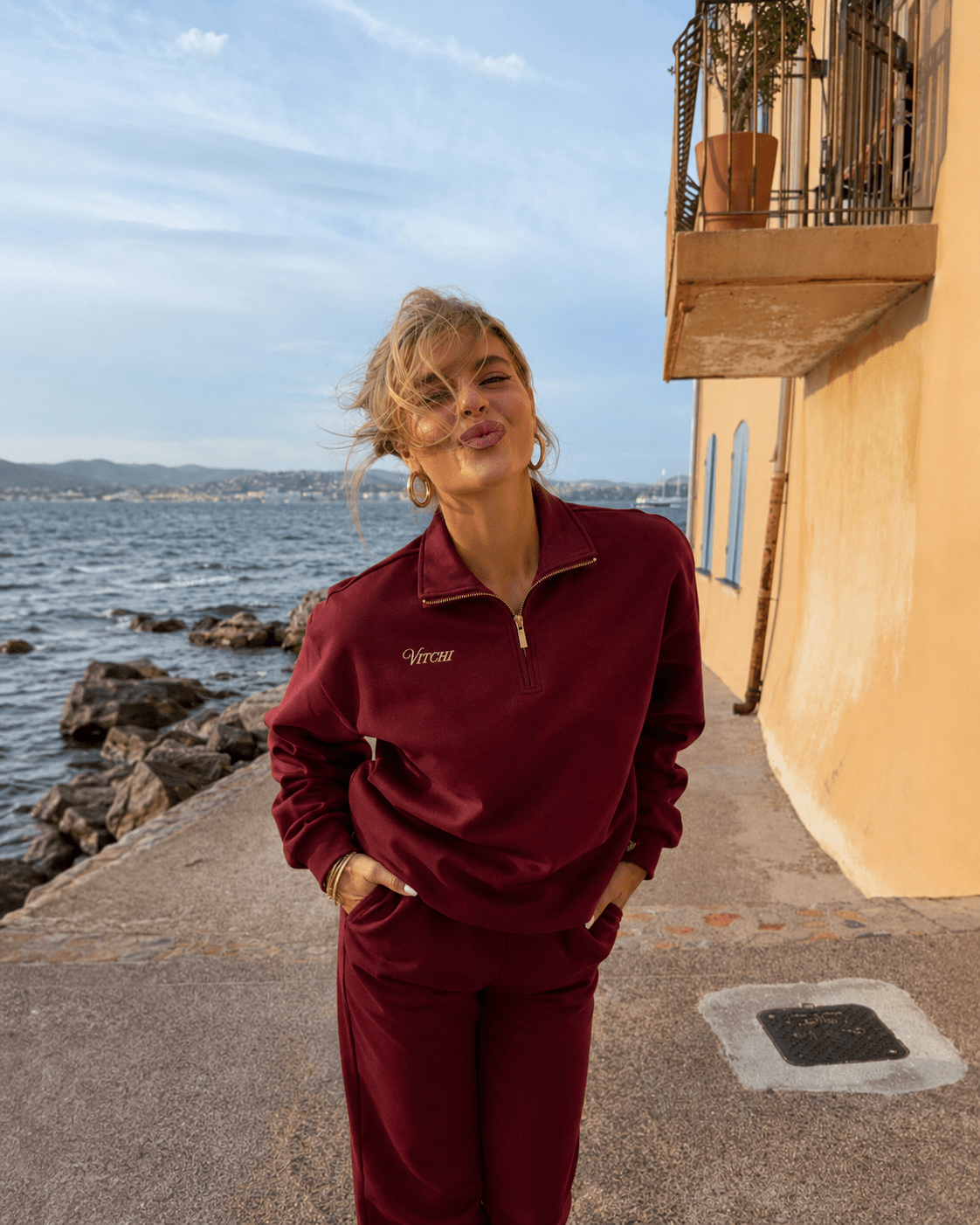 Royal Half Zip Burgunder - NORTHLINE LABEL AS