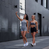 V - back bodysuit grey - NORTHLINE LABEL AS
